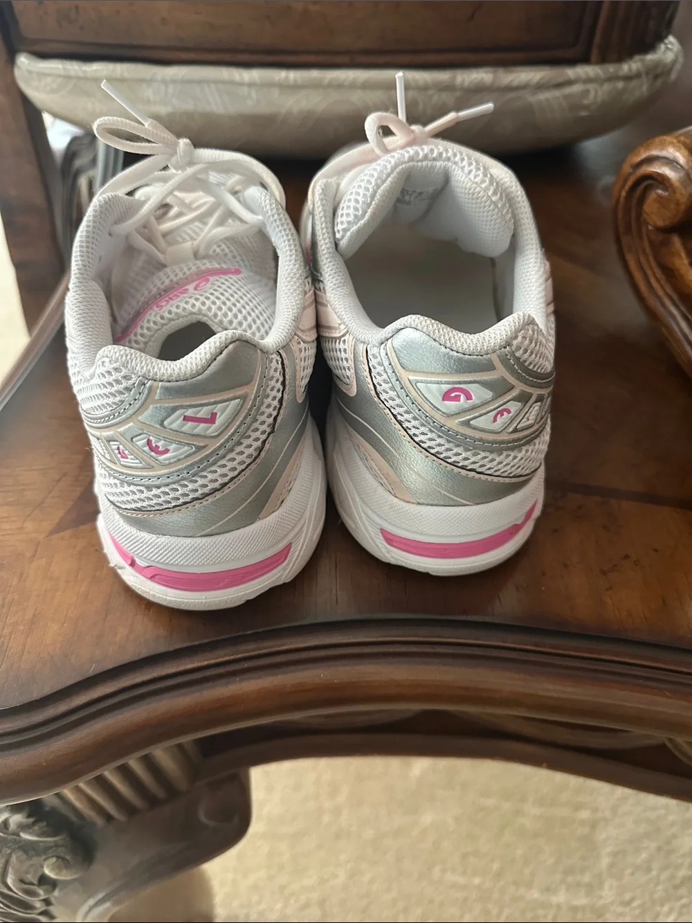 ASICS Big Kids White, Light Gray & Pink Athletic Sneakers